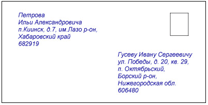 Как правильно подписать конверт 1 класса